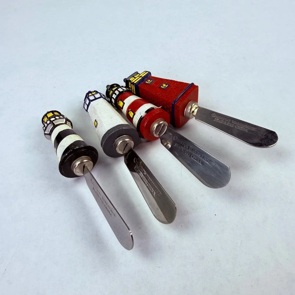 Boston Warehouse Lighthouse Cheese Spreader Set 4 Stainless Steel Nautical Decor